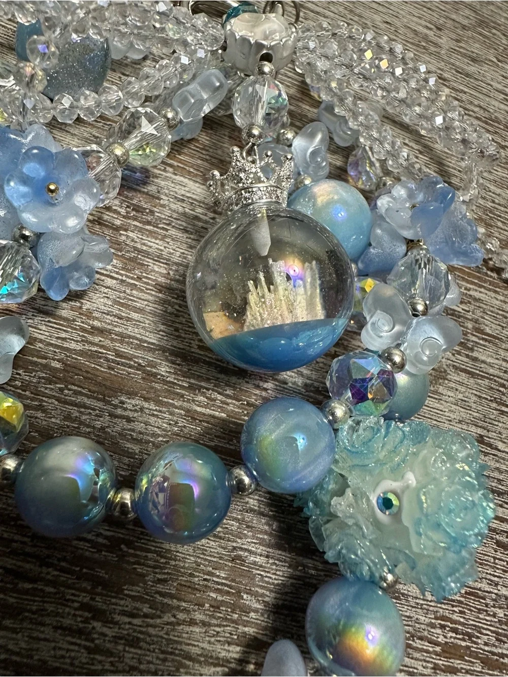 Light Blue Beaded Bag Charm/Key chain